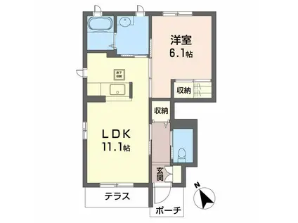 BSメゾン(1LDK/1階)の間取り写真