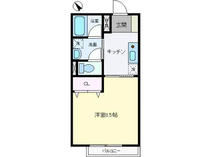 HALE-PONO(1K/1階)の間取り写真