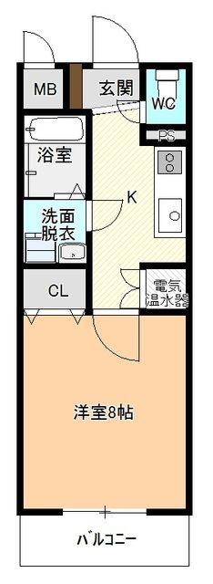 アラニII(1K/3階)の間取り写真