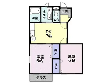 リーブルディマ-ジュ A(2DK/1階)の間取り写真