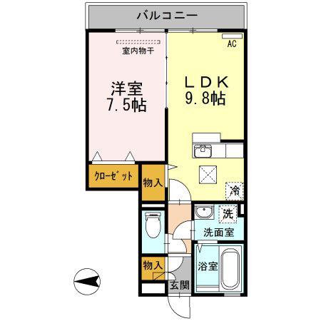 リバーパークA(1LDK/1階)の間取り写真