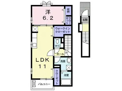 サーレ・学園前II(1LDK/2階)の間取り写真