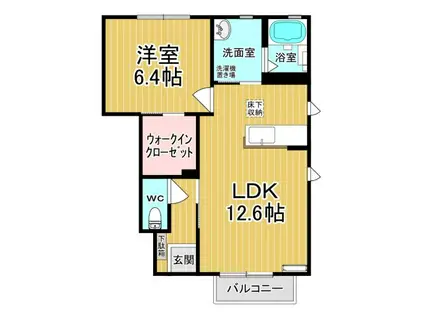 ボンシャンスA棟(1LDK/1階)の間取り写真