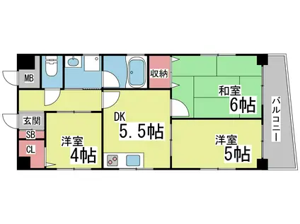 サンビルダー六甲駅前(3DK/4階)の間取り写真