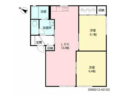 ディアスイースト(2LDK/1階)の間取り写真