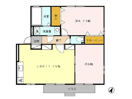 リビングタウン香久山(2LDK/1階)の間取り写真