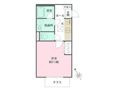 マンハイム ズューデン(1K/1階)の間取り写真