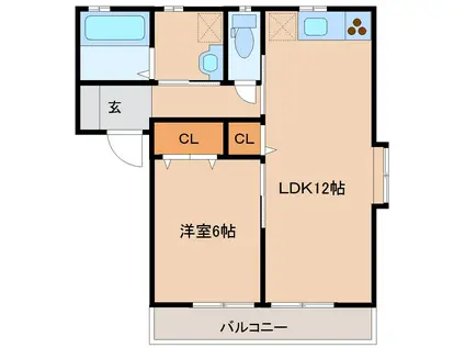 キューブ(1LDK/2階)の間取り写真