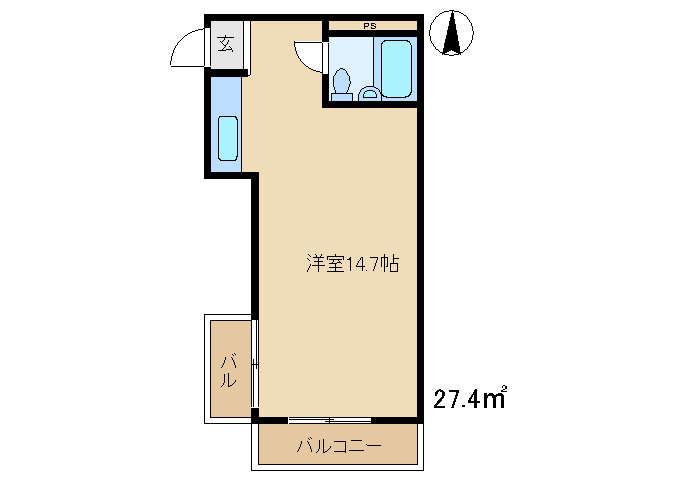 KSハイツ(ワンルーム/2階)の間取り写真