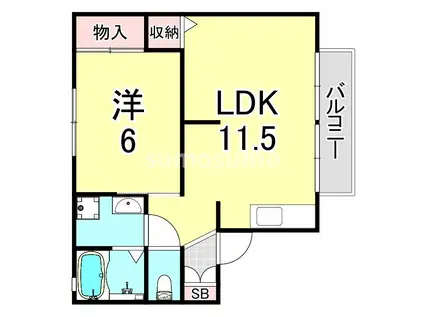 エクセルライフ塚口(1LDK/1階)の間取り写真
