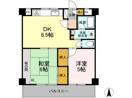 植田コーポ(2DK/2階)の間取り写真