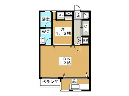 SHELL PATIO(1LDK/1階)の間取り写真