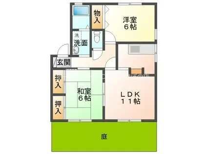 ハイカムール多米B(2LDK/1階)の間取り写真