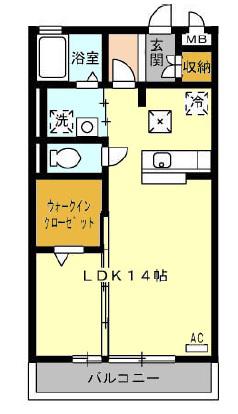 P.B.スクエア(1LDK/1階)の間取り写真