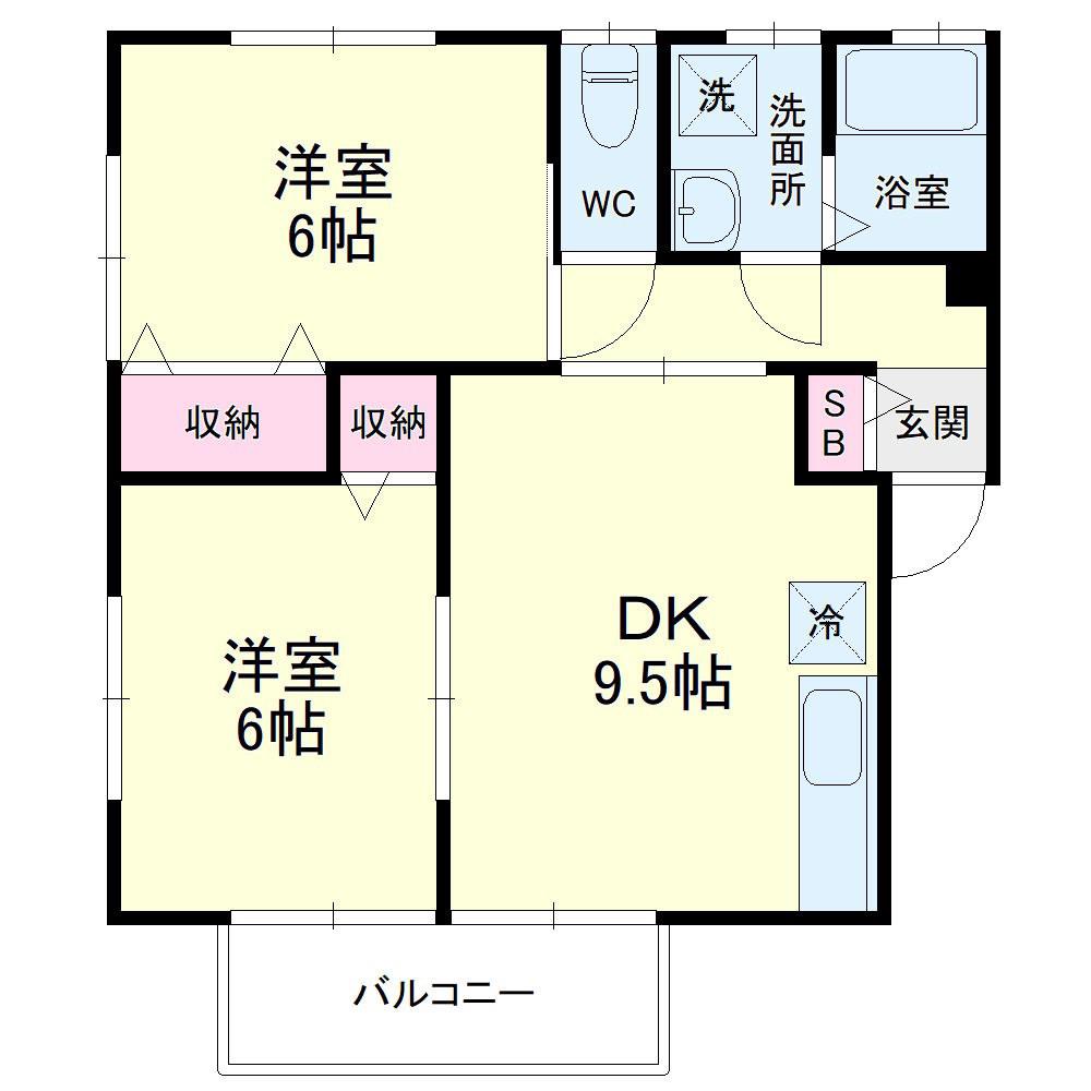 クラウンハイツN(2DK/1階)の間取り写真