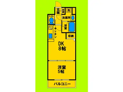 ベルファース緑地公園(1DK/8階)の間取り写真