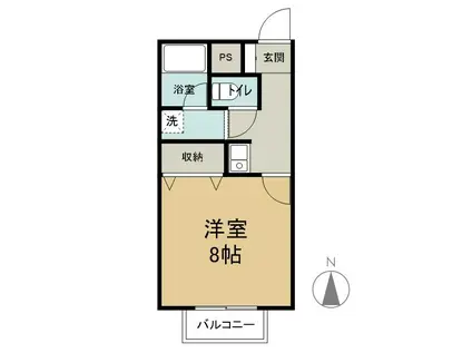 ハイムサンライズB(1K/2階)の間取り写真