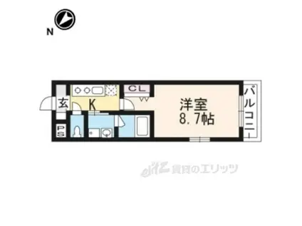 EXCEED御所北(1K/3階)の間取り写真