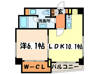南堀江アパ-トメントリオ(1LDK/4階)の間取り写真
