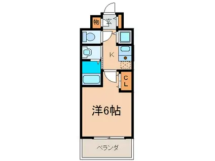 クレシア弐番館(1K/6階)の間取り写真
