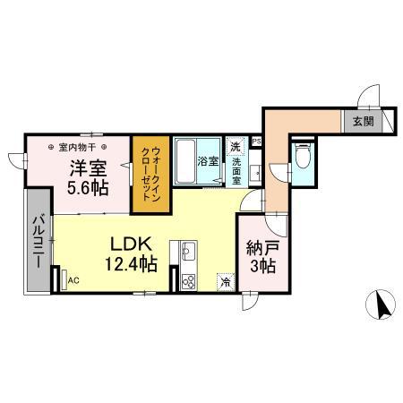 D-ROOM白萩町(1SLDK/2階)の間取り写真