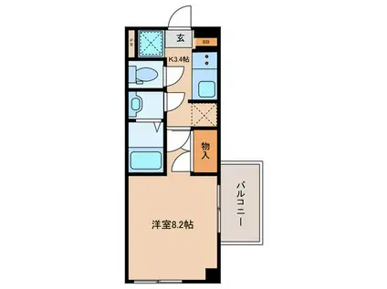 シーサイド・ラ・フィーネ(1K/2階)の間取り写真