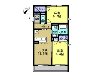 セルセII(2LDK/2階)の間取り写真