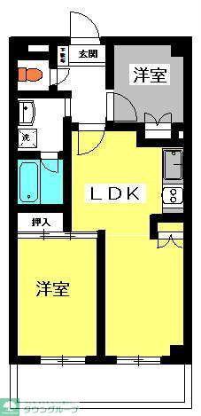 ニューオーク(2LDK/3階)の間取り写真