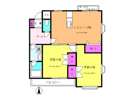 サンベルテ今井(2LDK/1階)の間取り写真