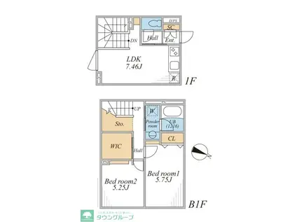 LEGALAND桜新町(2LDK/B1階)の間取り写真