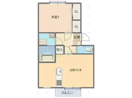 フレシール(1LDK/1階)の間取り写真