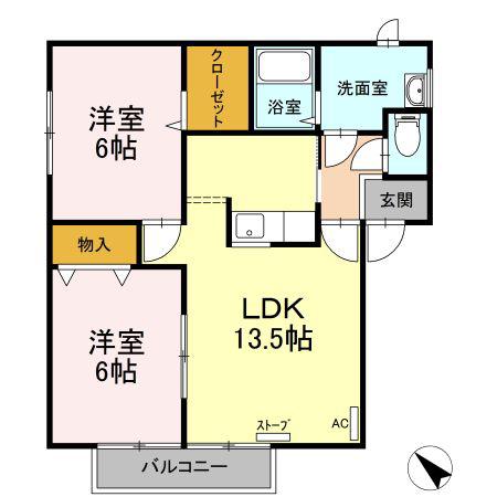 グランメールキヨミ(2LDK/1階)の間取り写真