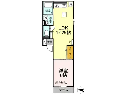 D-ROOM M ディールームエム(1LDK/1階)の間取り写真