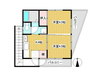 柳原アパート(2K/2階)の間取り写真