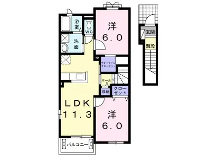 メゾン ド ソレイユ(2LDK/2階)の間取り写真