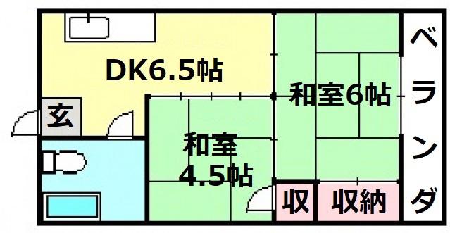 シャトー舟入(2DK/3階)の間取り写真