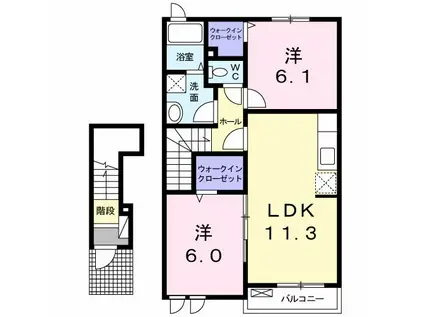 プラシード・K II(2LDK/2階)の間取り写真