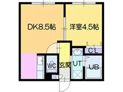 フェリオII(1LDK/2階)の間取り写真