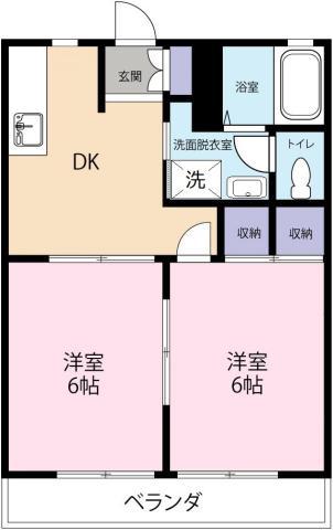 フレグランス 蔵本(2DK/2階)の間取り写真