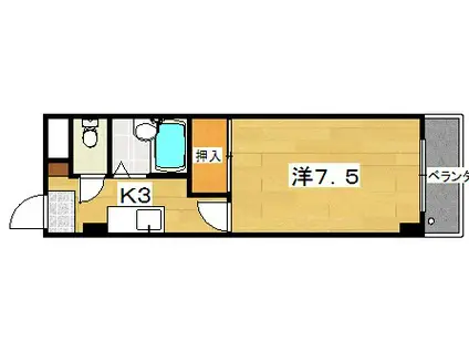 プライムコート(1K/5階)の間取り写真