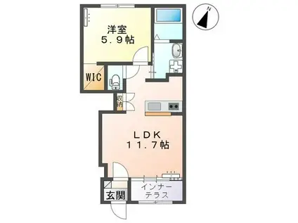 クロシェットIII(1LDK/1階)の間取り写真