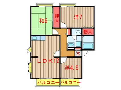 サンビレッジ船橋AJ棟(3LDK/1階)の間取り写真