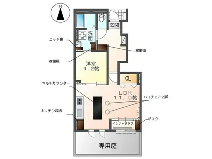 グランメゾン屋形(1LDK/1階)の間取り写真
