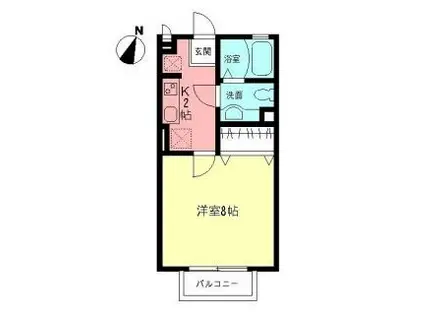 プランドール(1K/2階)の間取り写真