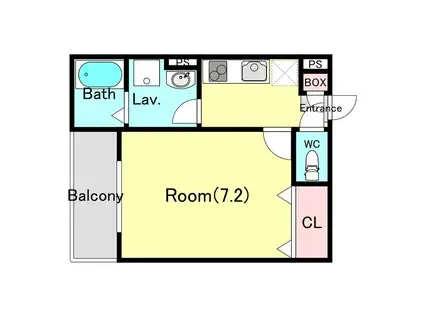 ジーメゾン薬園台(1K/3階)の間取り写真