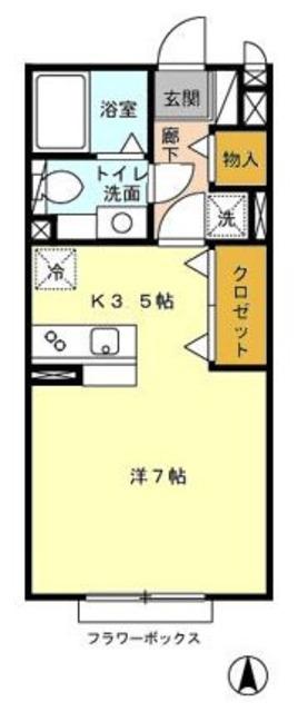 ジュネスドミール(ワンルーム/2階)の間取り写真