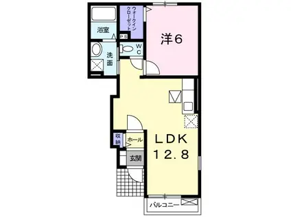 エアリー・ガーデンF(1LDK/1階)の間取り写真