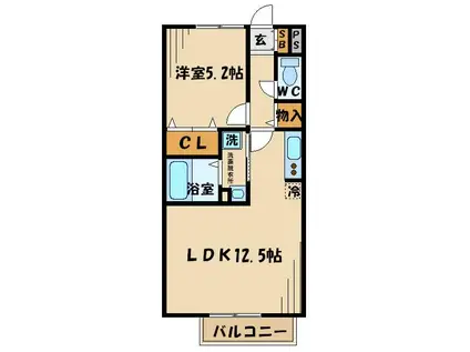 セレ下日出谷(1LDK/2階)の間取り写真