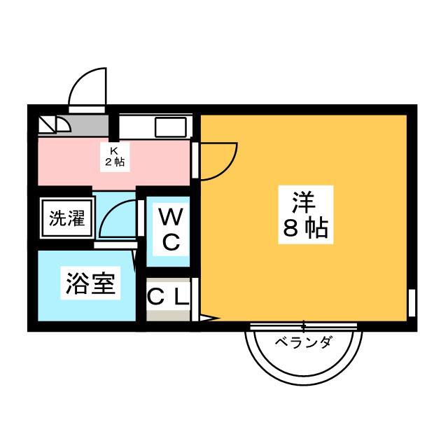 第6グリーンハイツ(1K/1階)の間取り写真
