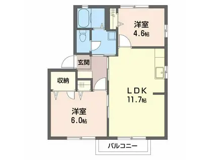 フォーレス西栄A(2LDK/2階)の間取り写真